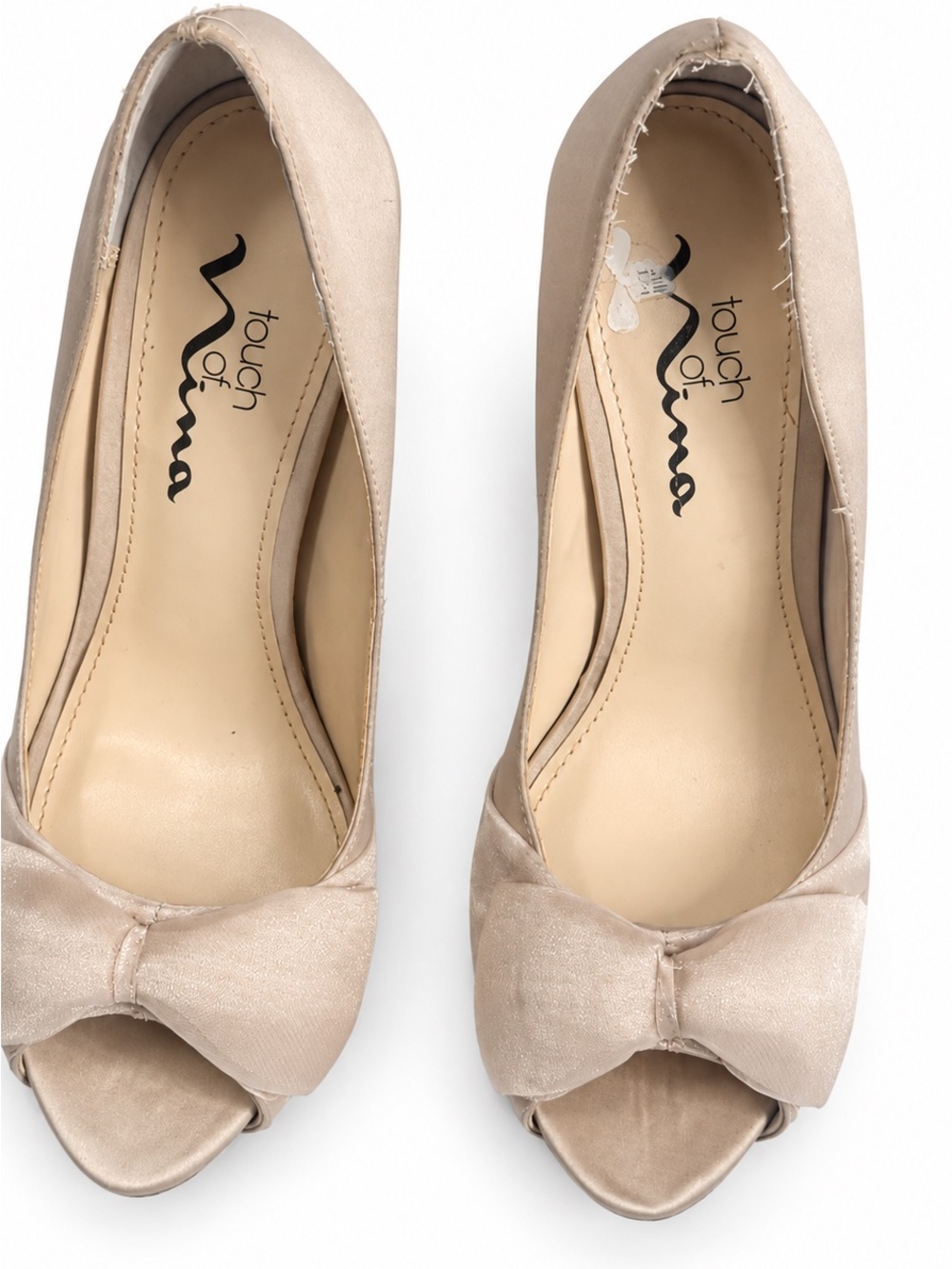 Touch Of Nina Women's Taupe Bow Peep-Toe Flats Us 6M EUR 36